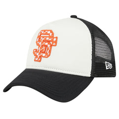 San Francisco Giants Checkered Flag A-Frame Trucker 9FORTY Adjustable Hat - White/Black | New Era