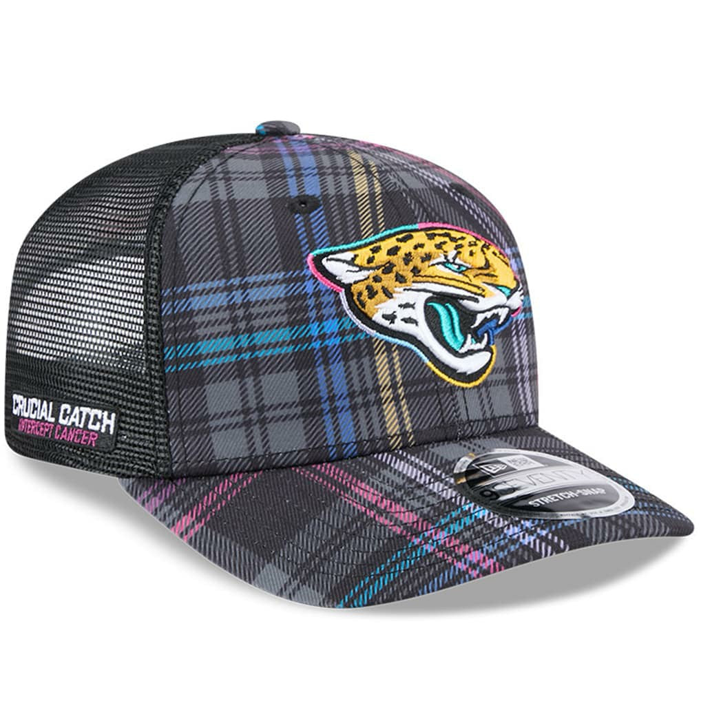 NFL Jacksonville Jaguars 2024 NFL Crucial Catch Plaid 9SEVENTY Trucker Snapback Hat