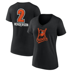 Gunnar Henderson Baltimore Orioles Women's Fastball Player Name & Number V-Neck T-Shirt - Black