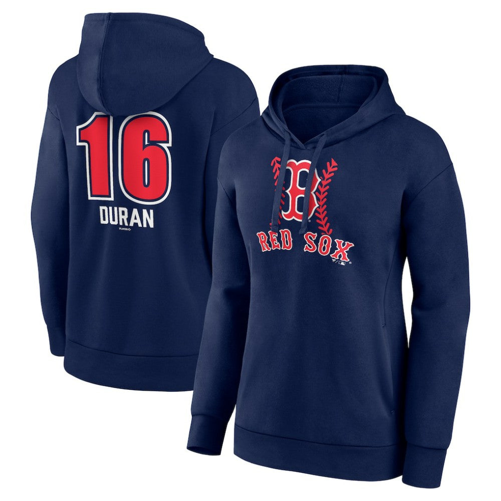 Jarren Duran Boston Red Sox Women's Fastball Player Name & Number Pullover Hoodie - Navy