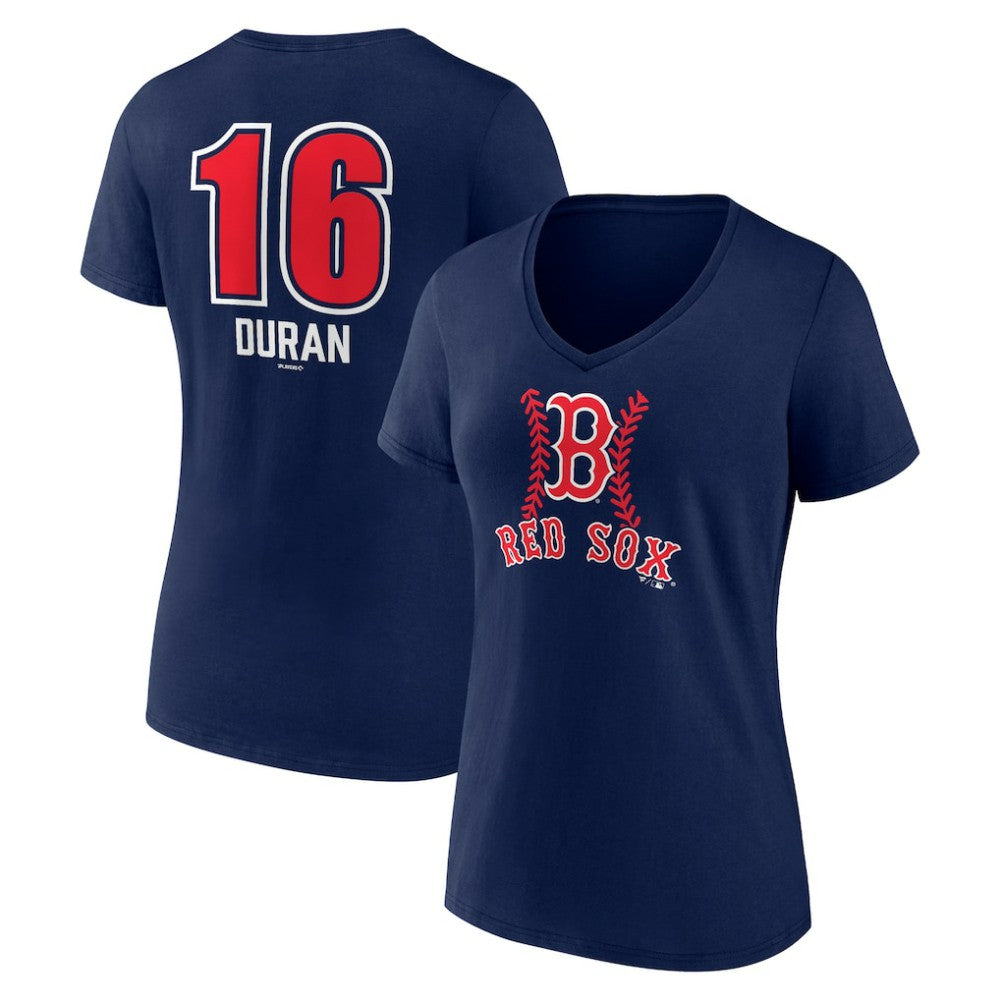 Jarren Duran Boston Red Sox Women's Fastball Player Name & Number V-Neck T-Shirt - Navy