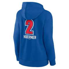 Nico Hoerner Chicago Cubs Women's Fastball Player Name & Number Pullover Hoodie - Royal