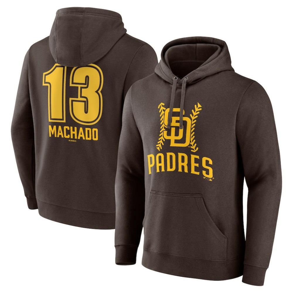 Manny Machado San Diego Padres Fastball Player Name & Number Pullover Hoodie - Brown