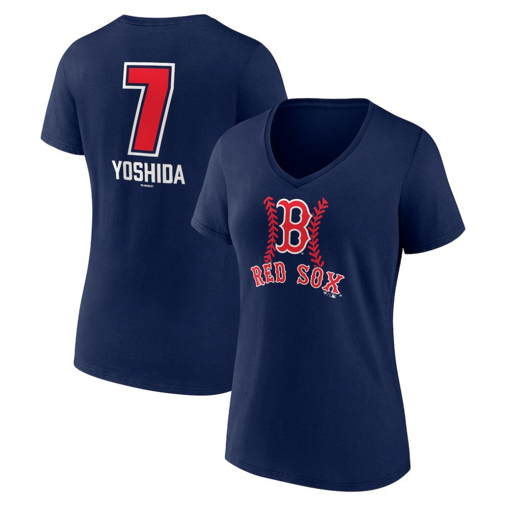 Masataka Yoshida Boston Red Sox Women's Fastball Player Name & Number V-Neck T-Shirt - Navy