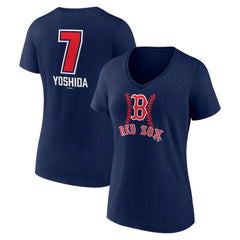 Masataka Yoshida Boston Red Sox Women's Fastball Player Name & Number V-Neck T-Shirt - Navy
