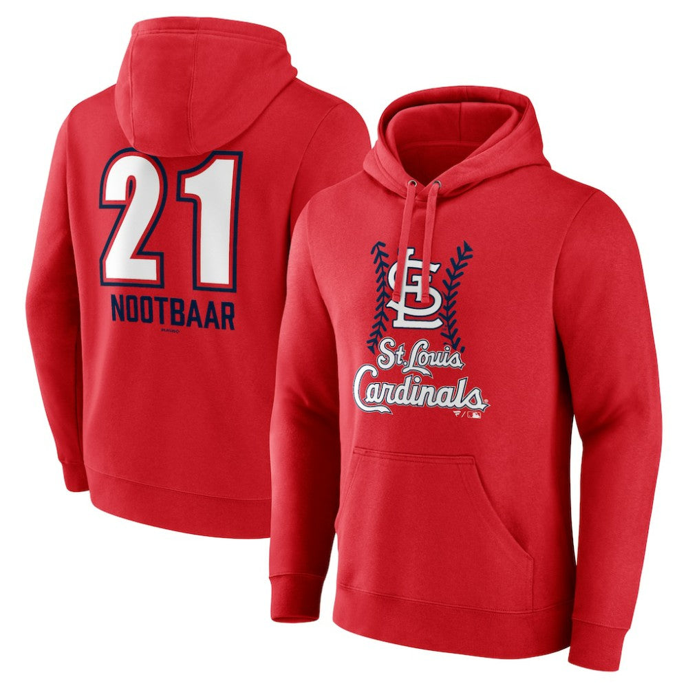 Lars Nootbaar St. Louis Cardinals Fastball Player Name & Number Pullover Hoodie - Red