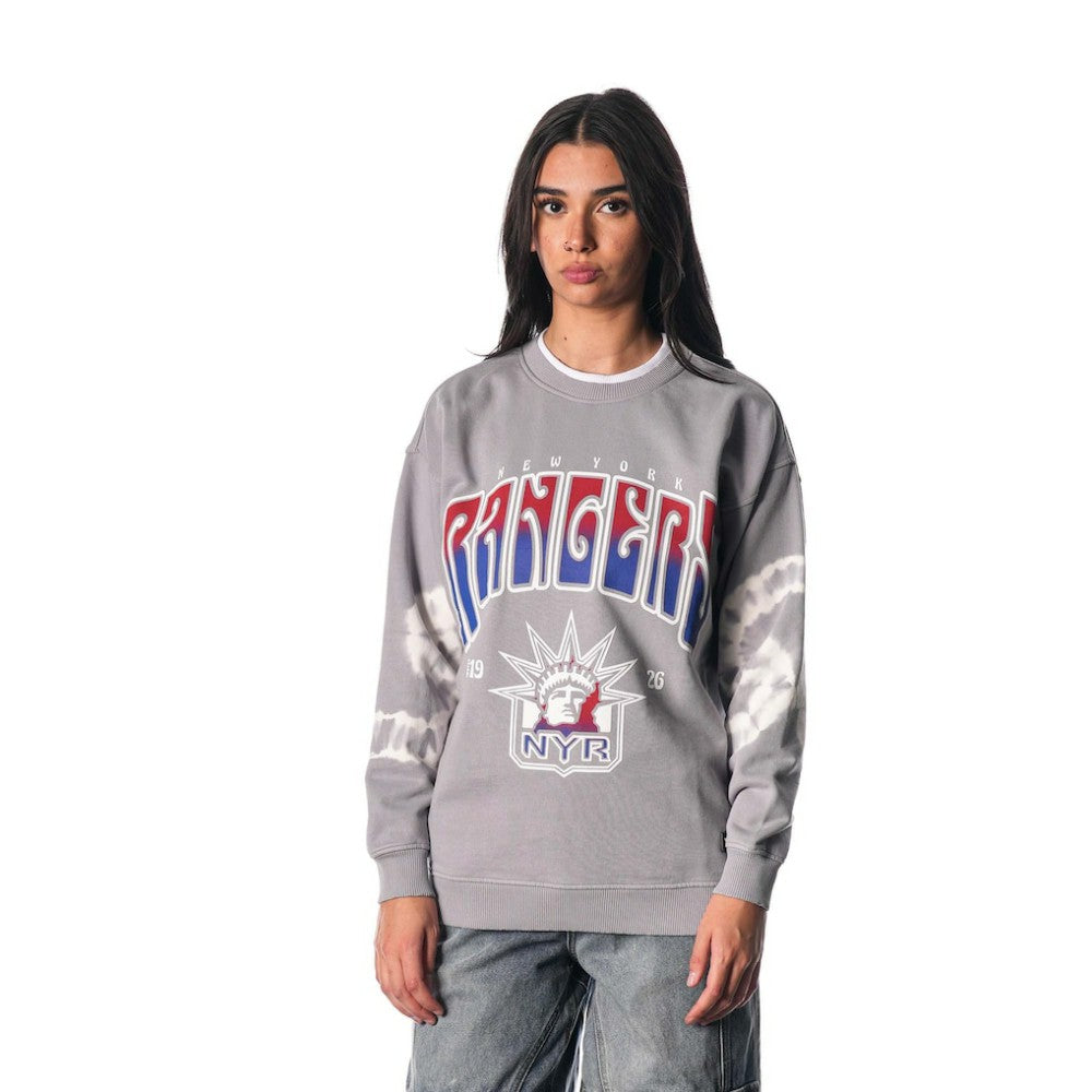 New York Rangers The Wild Collective Unisex Tie-Dye Double Collar Pullover Sweatshirt