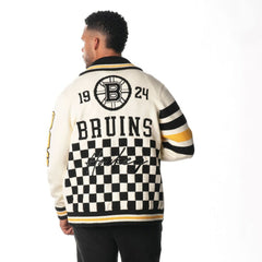 Boston Bruins The Wild Collective Unisex Jacquard Full-Zip Sweater