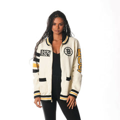 Boston Bruins The Wild Collective Unisex Jacquard Full-Zip Sweater