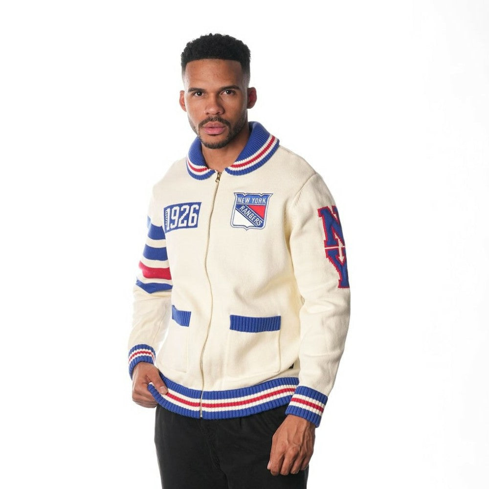 New York Rangers The Wild Collective Unisex Jacquard Full-Zip Sweater