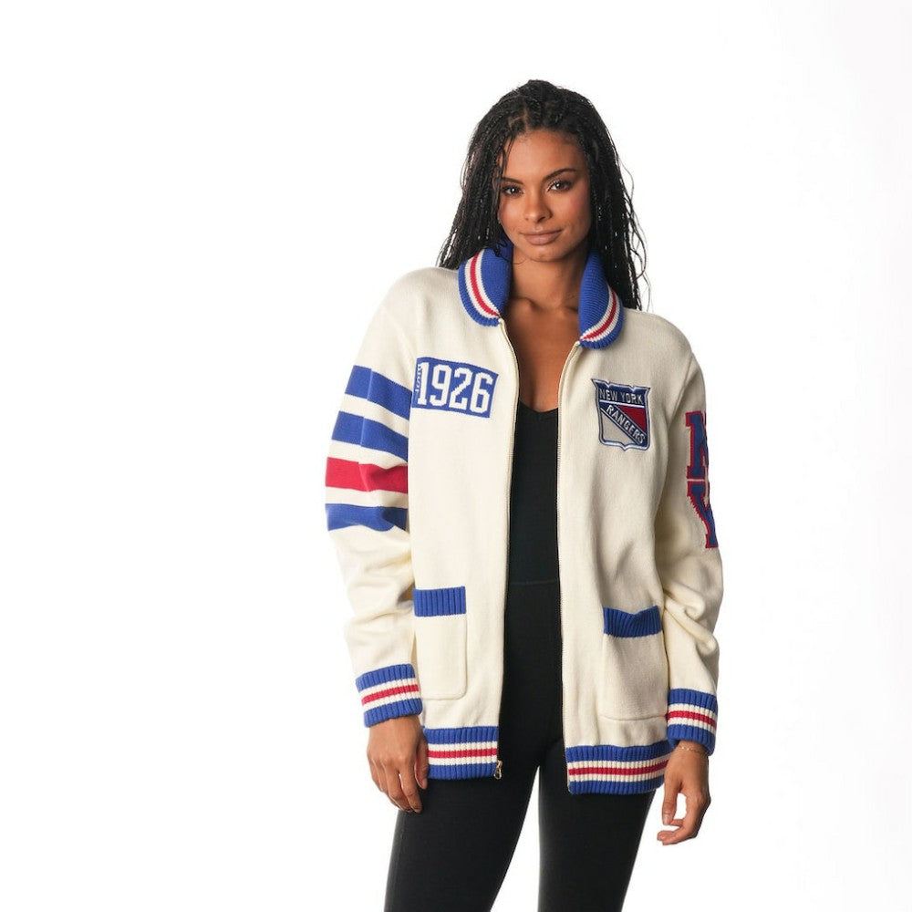 New York Rangers The Wild Collective Unisex Jacquard Full-Zip Sweater