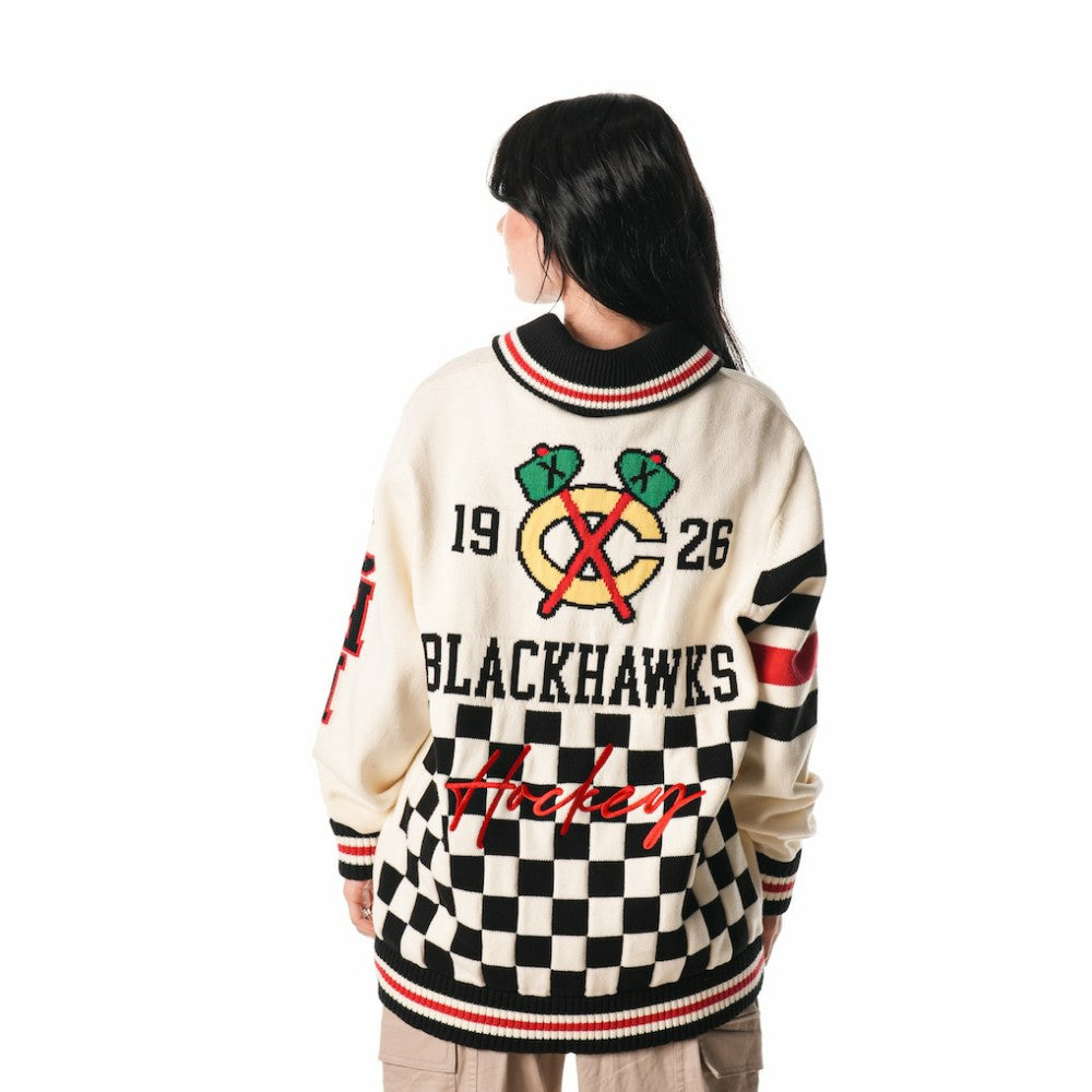 Chicago Blackhawks The Wild Collective Unisex Jacquard Full-Zip Sweater