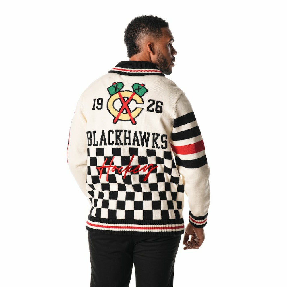 Chicago Blackhawks The Wild Collective Unisex Jacquard Full-Zip Sweater