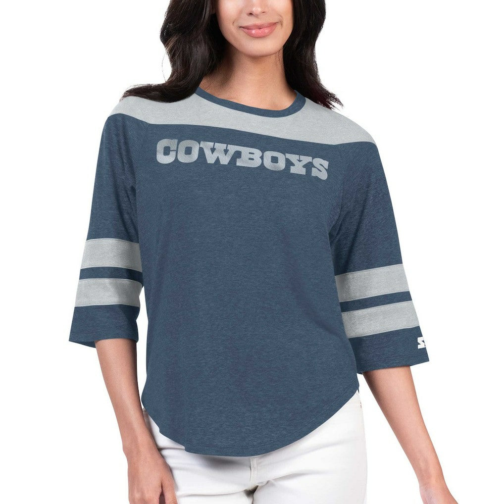NFL Dallas Cowboys Starter Women's Fullback Tri-Blend 3/4-Sleeve T-Shirt