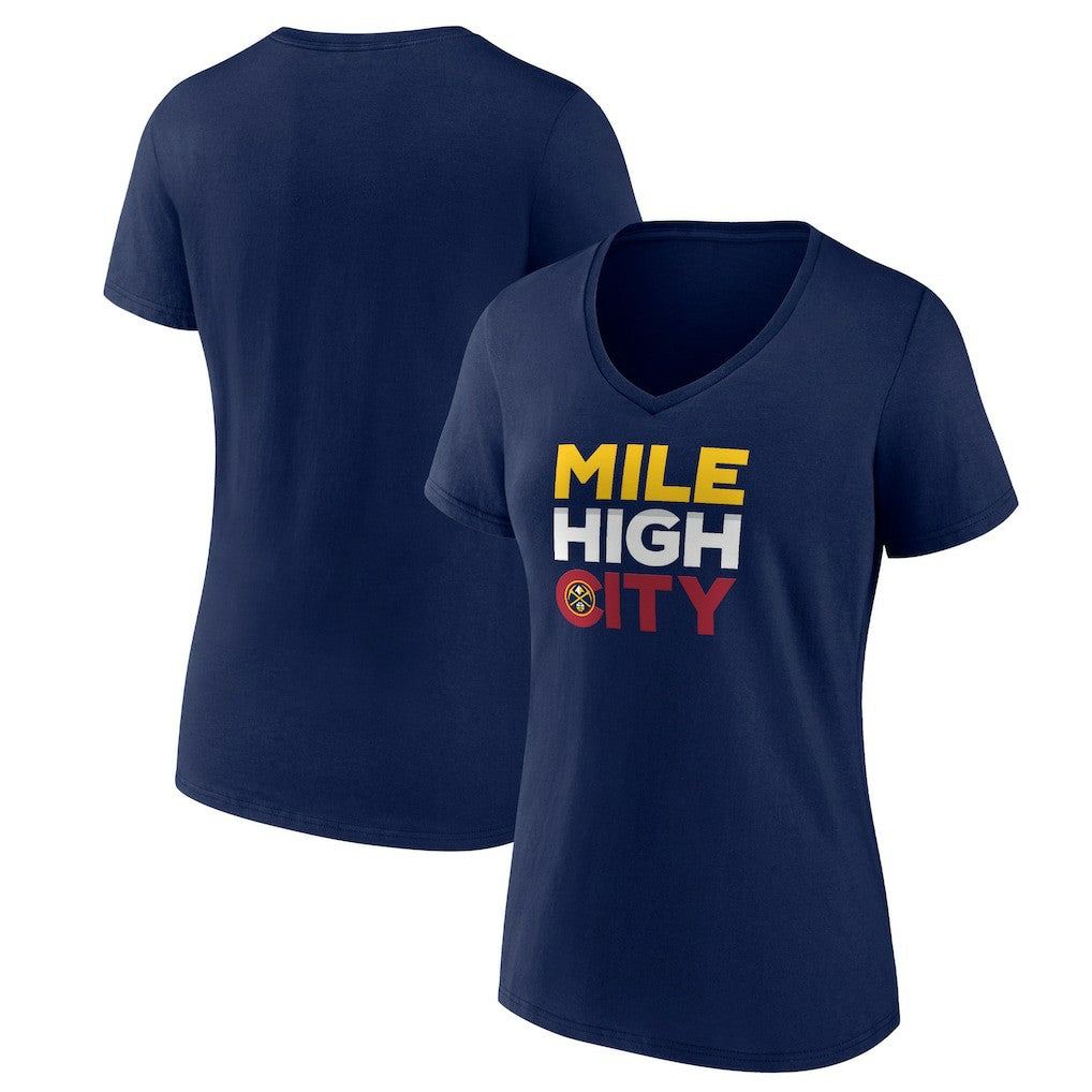 Denver Nuggets Pick & Roll Coverage V-Neck T-Shirt sale - Navy discount