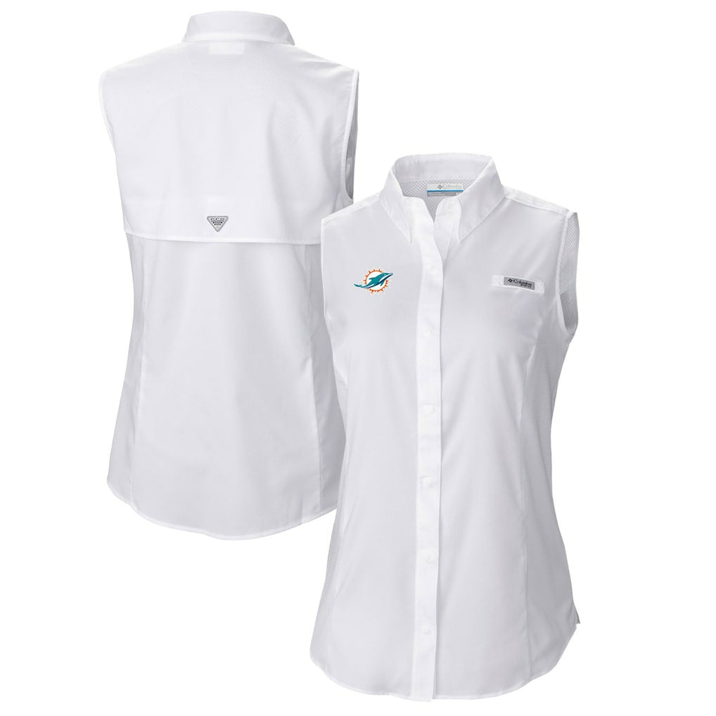 NFL Miami Dolphins Women's PFG Tamiami Omni-Shade Sleeveless Button-Up Shirt