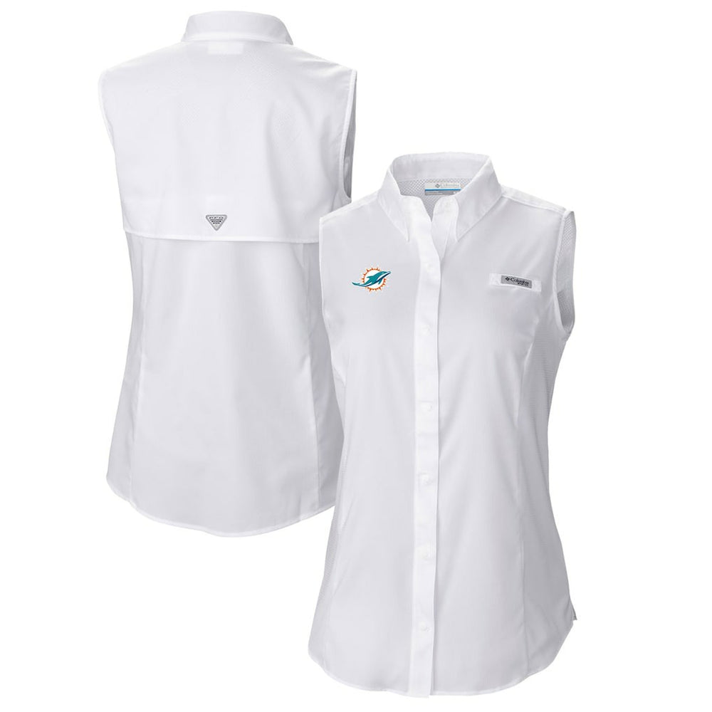 NFL Miami Dolphins Women's PFG Tamiami Omni-Shade Sleeveless Button-Up Shirt