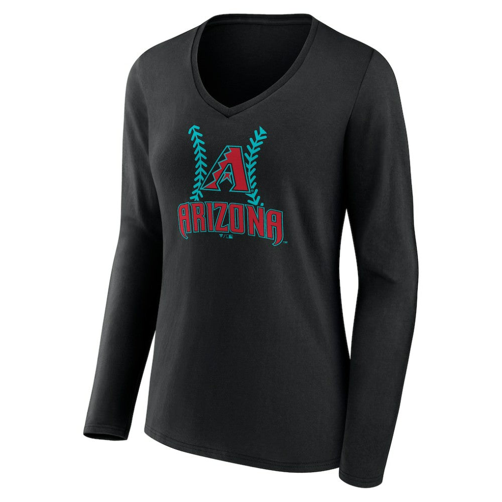 Corbin Carroll Arizona Diamondbacks Women's Name & Number Fastball V-Neck Long Sleeve T-Shirt - Black