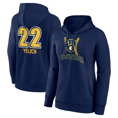 Christian Yelich Milwaukee Brewers Women's Name & Number Fastball Pullover Hoodie - Navy