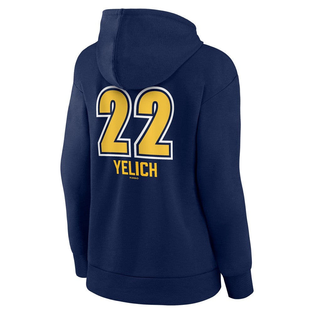 Christian Yelich Milwaukee Brewers Women's Name & Number Fastball Pullover Hoodie - Navy