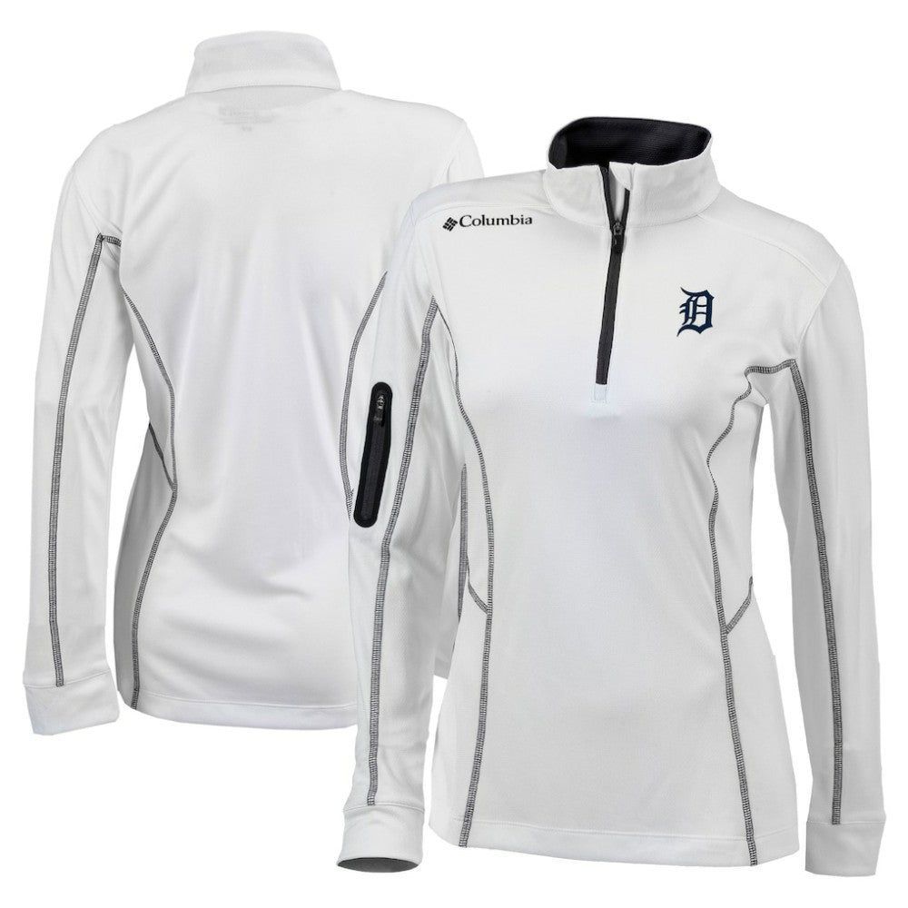 Detroit Tigers Women's Omni-Wick Shotgun Quarter-Zip Pullover Top - White | Columbia