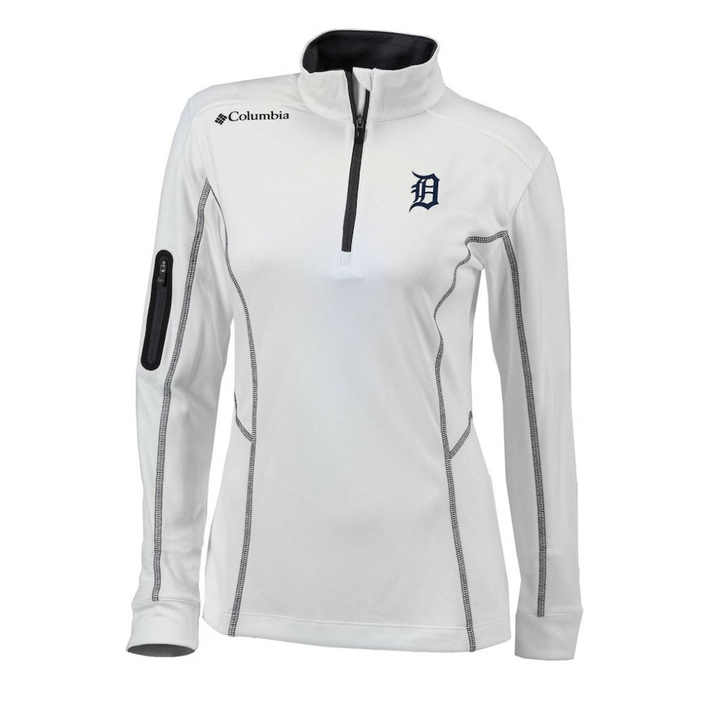 Detroit Tigers Women's Omni-Wick Shotgun Quarter-Zip Pullover Top - White | Columbia