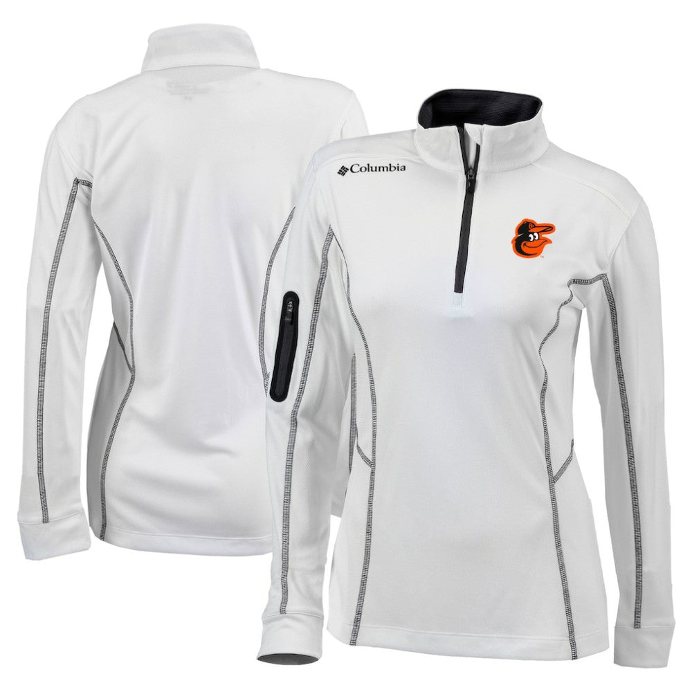 Baltimore Orioles Women's Omni-Wick Shotgun Quarter-Zip Pullover Top - White | Columbia
