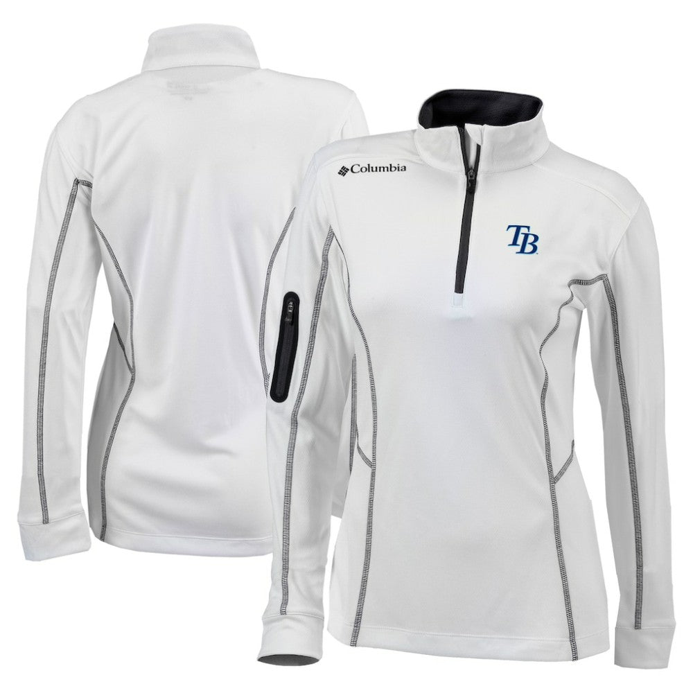 Tampa Bay Rays Women's Omni-Wick Shotgun Quarter-Zip Pullover Top - White | Columbia