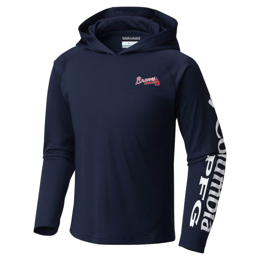 Atlanta Braves Youth Terminal Tackle Long Sleeve Hoodie T-Shirt - Navy | Columbia