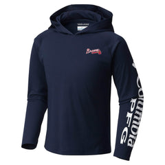 Atlanta Braves Youth Terminal Tackle Long Sleeve Hoodie T-Shirt - Navy | Columbia