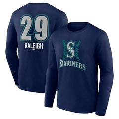 Cal Raleigh Seattle Mariners Name & Number Fastball Long Sleeve T-Shirt - Navy