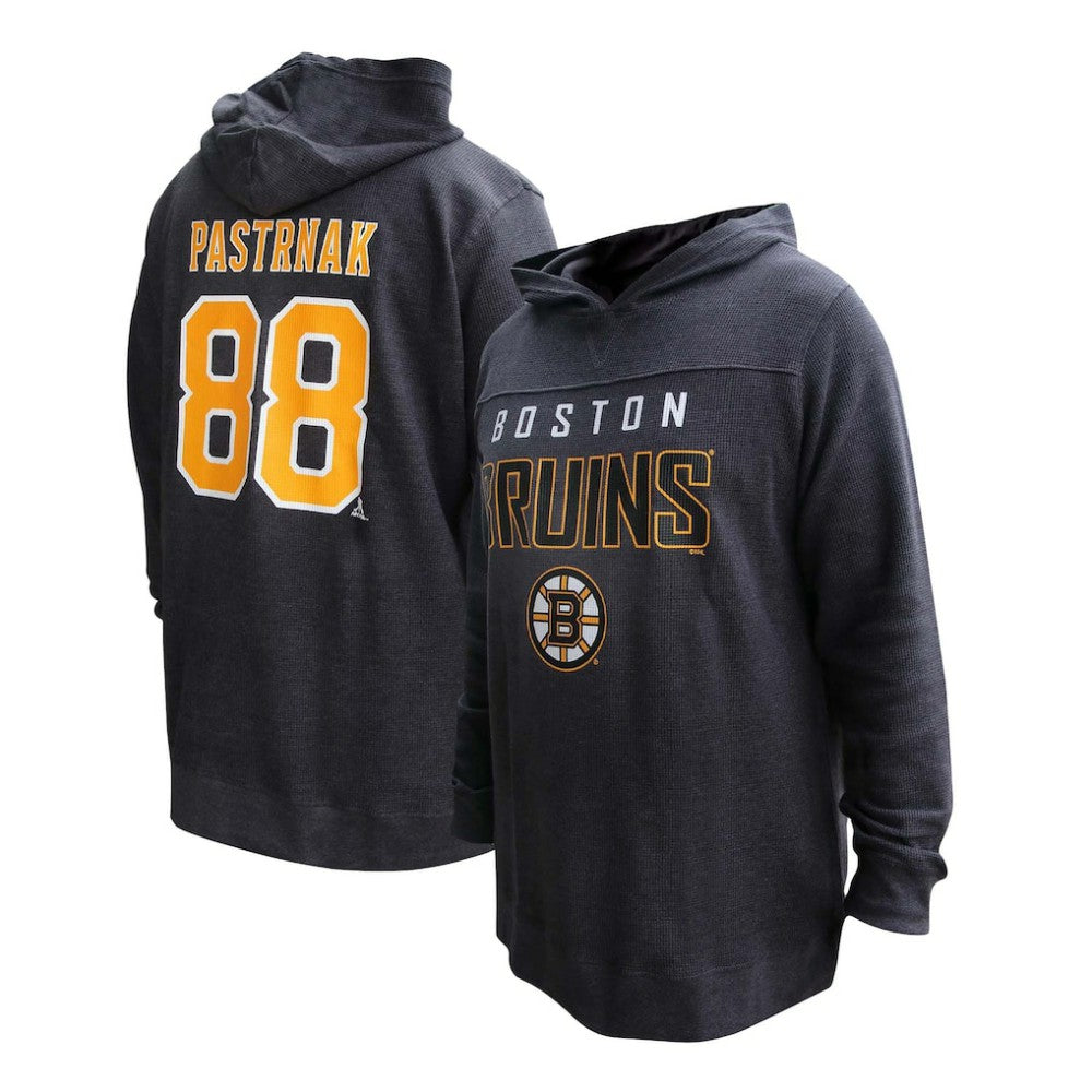 David Pastrnak Boston Bruins Profile Women's Plus Size Name & Number Thermal Pullover Hoodie