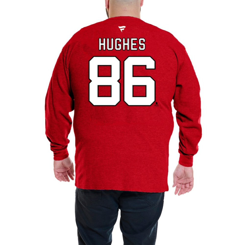 Jack Hughes New Jersey Devils Profile Big & Tall Name & Number Thermal Pullover Sweatshirt