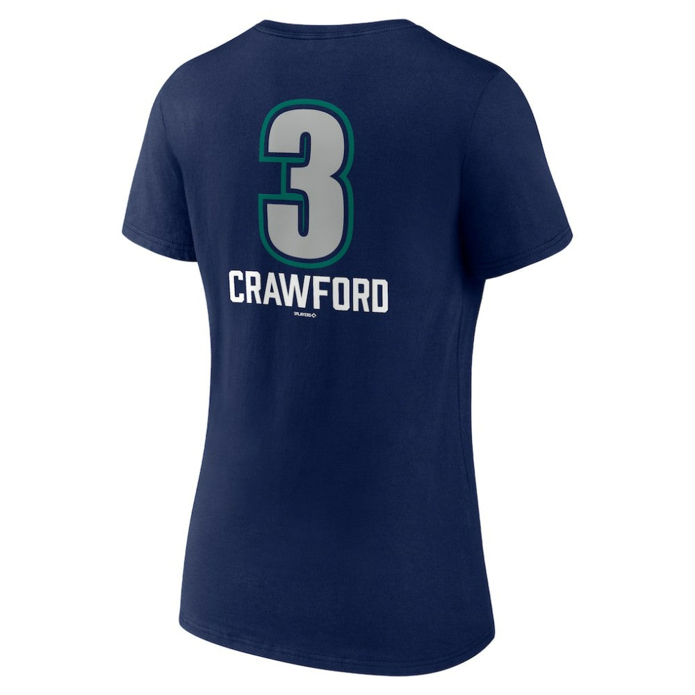 J.P. Crawford Seattle Mariners Women's Name & Number Fastball V-Neck T-Shirt - Navy