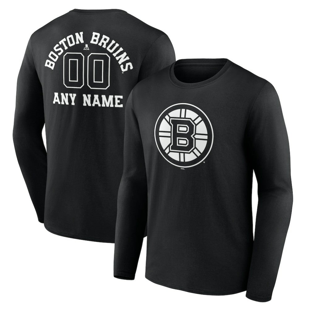 Boston Bruins Personalized Name & Number Monochrome Long Sleeve T-Shirt