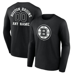 Boston Bruins Personalized Name & Number Monochrome Long Sleeve T-Shirt