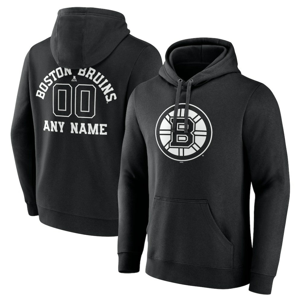 Boston Bruins Personalized Name & Number Monochrome Pullover Hoodie