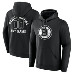 Boston Bruins Personalized Name & Number Monochrome Pullover Hoodie