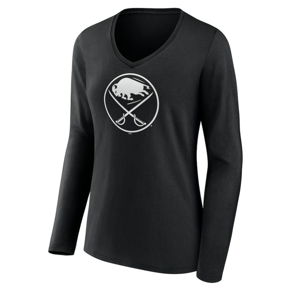 Buffalo Sabres Women's Personalized Name & Number Monochrome Long Sleeve V-Neck T-Shirt