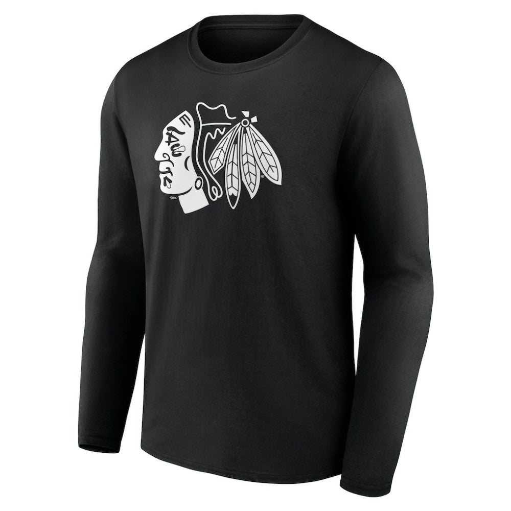 Chicago Blackhawks Personalized Name & Number Monochrome Long Sleeve T-Shirt