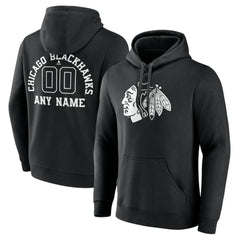 Chicago Blackhawks Personalized Name & Number Monochrome Pullover Hoodie