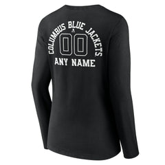 Columbus Blue Jackets Women's Personalized Name & Number Monochrome Long Sleeve V-Neck T-Shirt