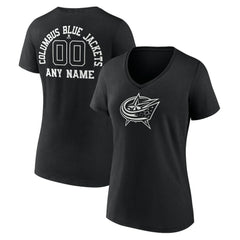 Columbus Blue Jackets Women's Personalized Name & Number Monochrome V-Neck T-Shirt