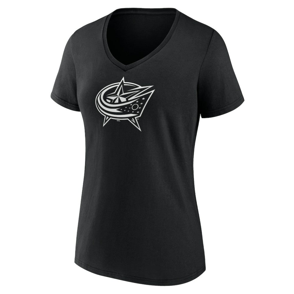 Columbus Blue Jackets Women's Personalized Name & Number Monochrome V-Neck T-Shirt