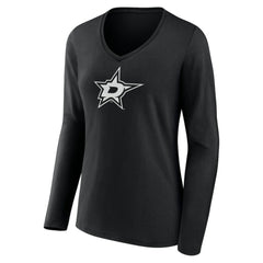 Dallas Stars Women's Personalized Name & Number Monochrome Long Sleeve V-Neck T-Shirt