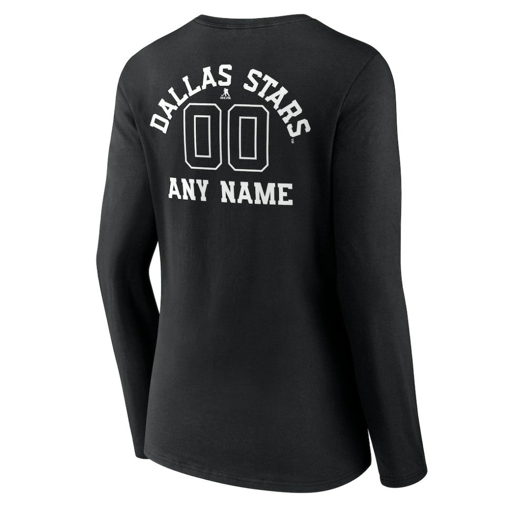 Dallas Stars Women's Personalized Name & Number Monochrome Long Sleeve V-Neck T-Shirt