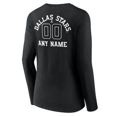 Dallas Stars Women's Personalized Name & Number Monochrome Long Sleeve V-Neck T-Shirt