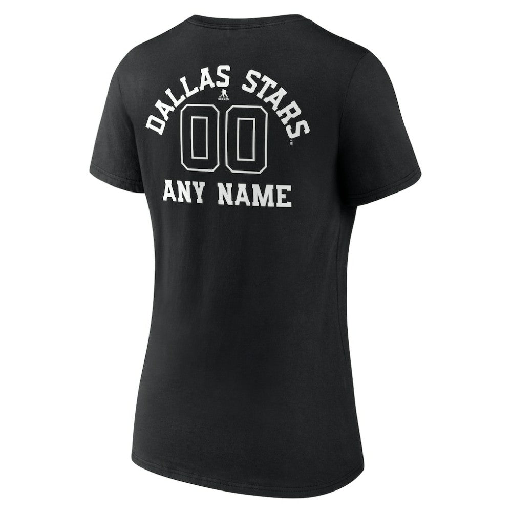 Dallas Stars Women's Personalized Name & Number Monochrome V-Neck T-Shirt