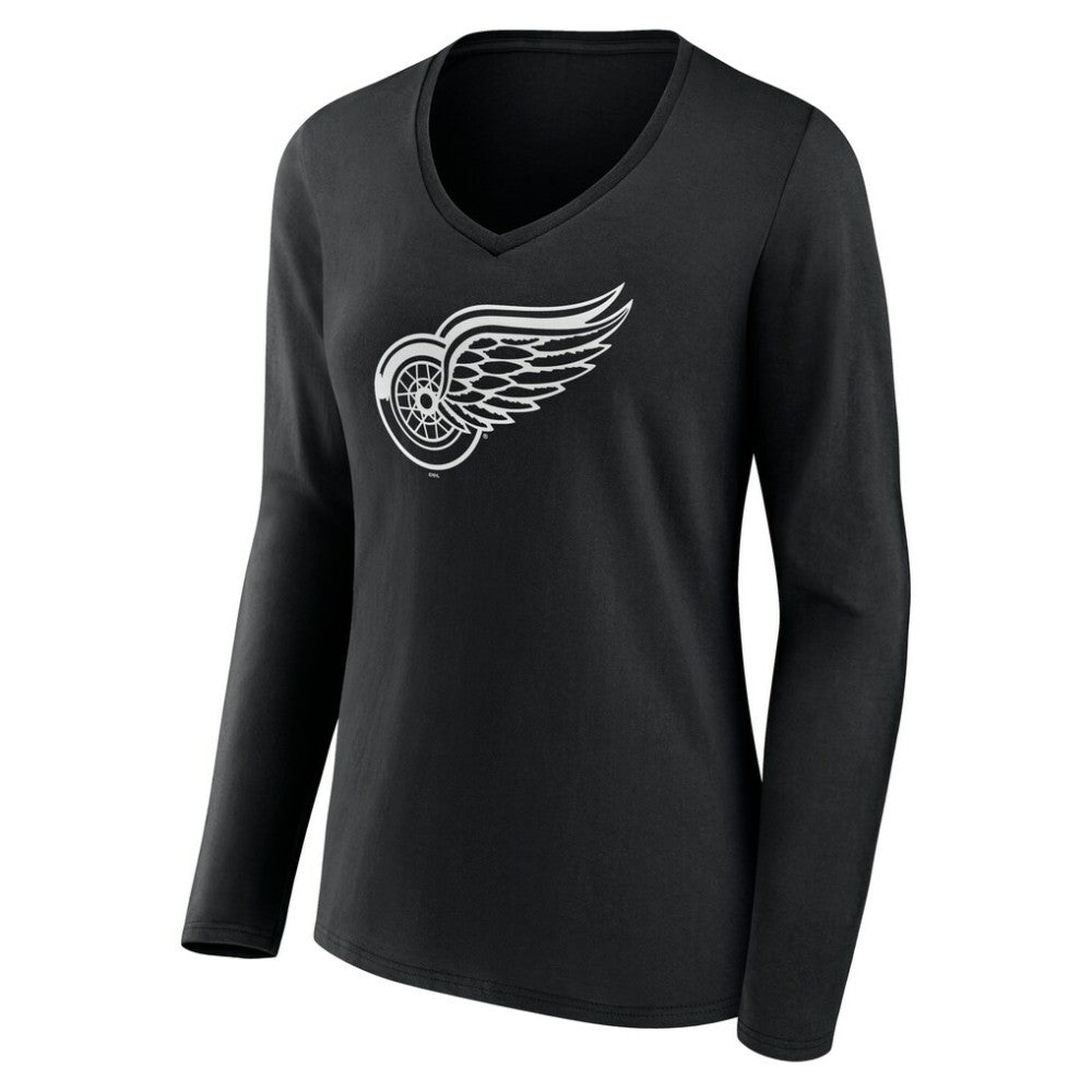 Detroit Red Wings Women's Personalized Name & Number Monochrome Long Sleeve V-Neck T-Shirt