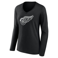 Detroit Red Wings Women's Personalized Name & Number Monochrome Long Sleeve V-Neck T-Shirt